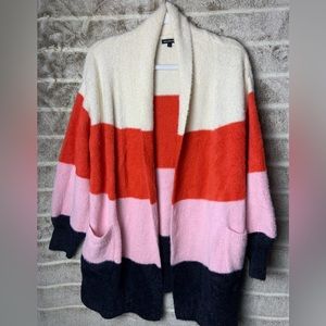 Who What Wear Soft Fuzzy Striped Cardigan Size Large